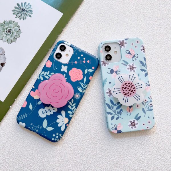 Flower Duo Slim Case Cover With Cute 3D Holder
